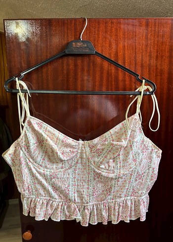 Pembe Bağcıklı Mini çiçekli Büstiyer