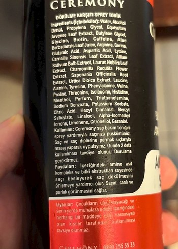 Ceremony Dökülme Karşıtı Sprey Tonik - Görsel 3