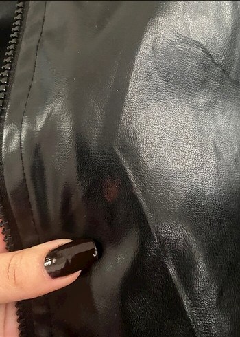 Siyah Deri Biker Ceket - Görsel 9