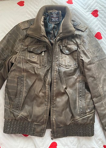 Kahverengi Deri Biker Ceket - Görsel 4