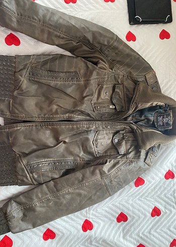 Kahverengi Deri Biker Ceket - Görsel 2