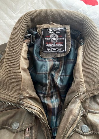 Kahverengi Deri Biker Ceket - Görsel 7