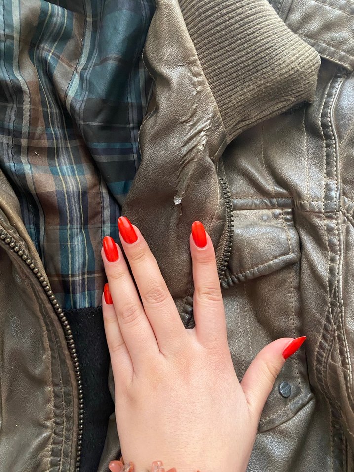 Kahverengi Deri Biker Ceket - Görsel 5