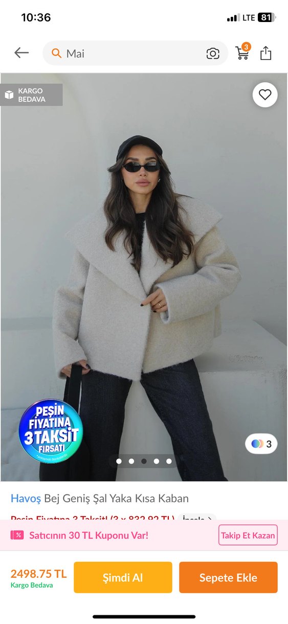 Havoş kaşe ceket - Görsel 3