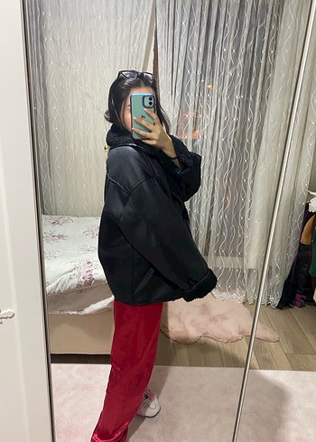 Siyah Kürklü Deri Kadın Ceket - Görsel 6