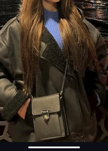 Siyah Kürklü Deri Kadın Ceket - Görsel 3