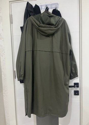 Haki Uzun Yağmurluk / Trençkot - Görsel 2