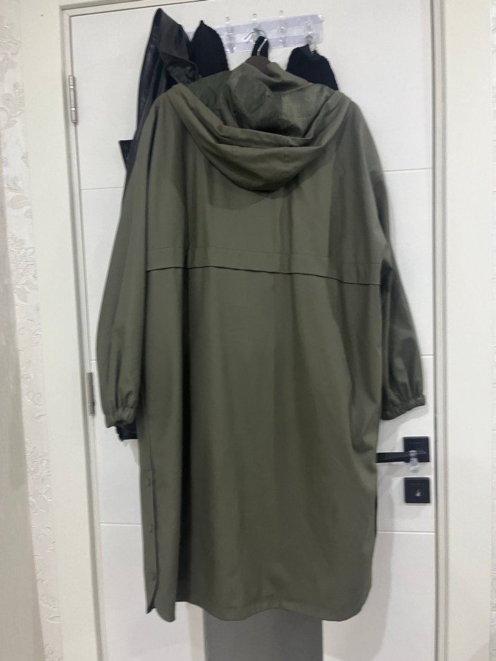Haki Uzun Yağmurluk / Trençkot - Görsel 2