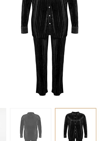 Kadın Siyah Pilili Oversize Takım - Görsel 2