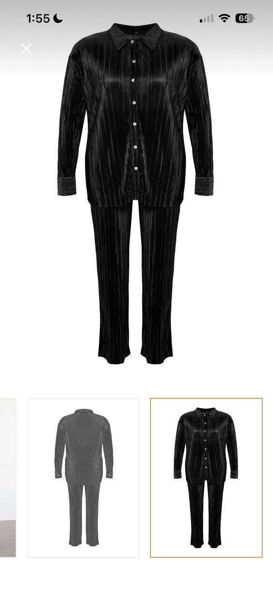 Kadın Siyah Pilili Oversize Takım - Görsel 2