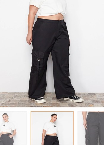 Siyah Kemerli Bol Kesim Kadın Pantolon - Görsel 2