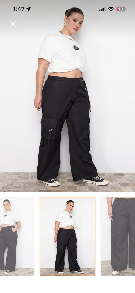 Siyah Kemerli Bol Kesim Kadın Pantolon - Görsel 2