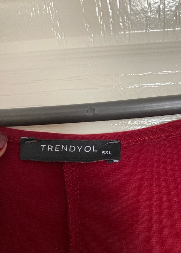 Trendyol Bordo Kruvaze Yaka Elbise - Görsel 4