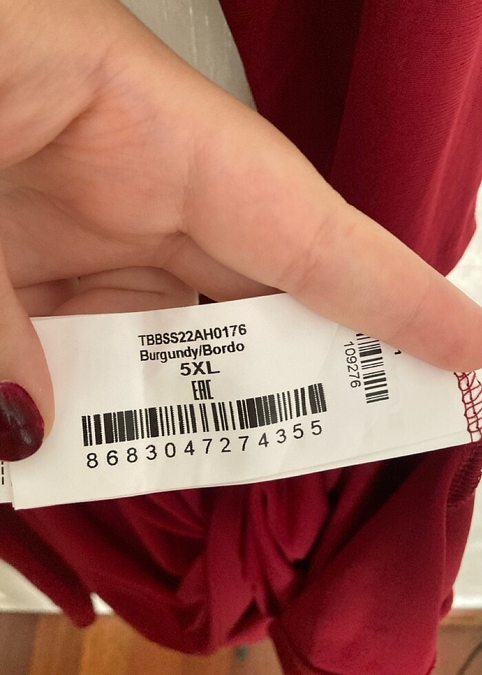 Trendyol Bordo Kruvaze Yaka Elbise - Görsel 5