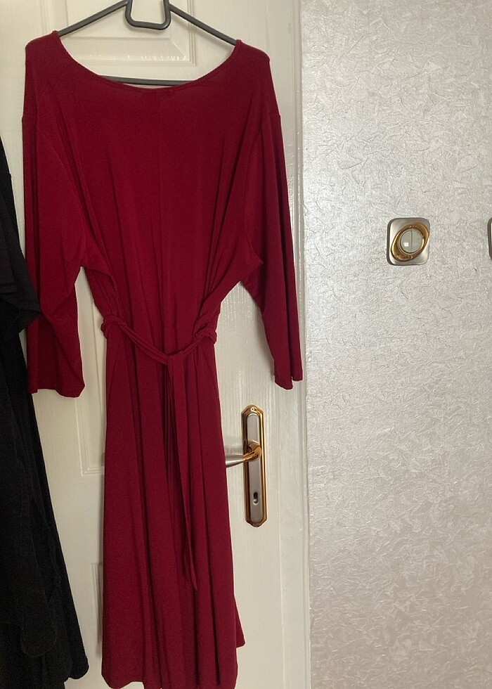 Trendyol Bordo Kruvaze Yaka Elbise - Görsel 3