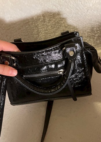Siyah Deri Yılan Desenli Goth Çanta - Görsel 3