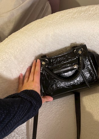 Siyah Deri Yılan Desenli Goth Çanta - Görsel 4