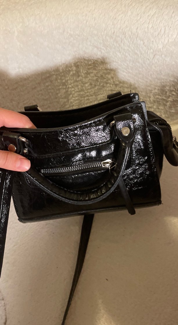 Siyah Deri Yılan Desenli Goth Çanta - Görsel 3