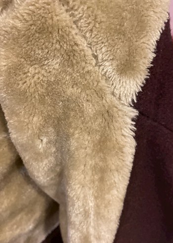 Bordo Kürklü Kadın Midi Ceket - Görsel 3