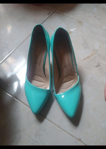 Turkuaz Stiletto Topuklu Kadın Ayakkabı - Görsel 2