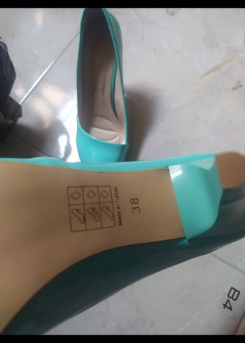 Turkuaz Stiletto Topuklu Kadın Ayakkabı - Görsel 3