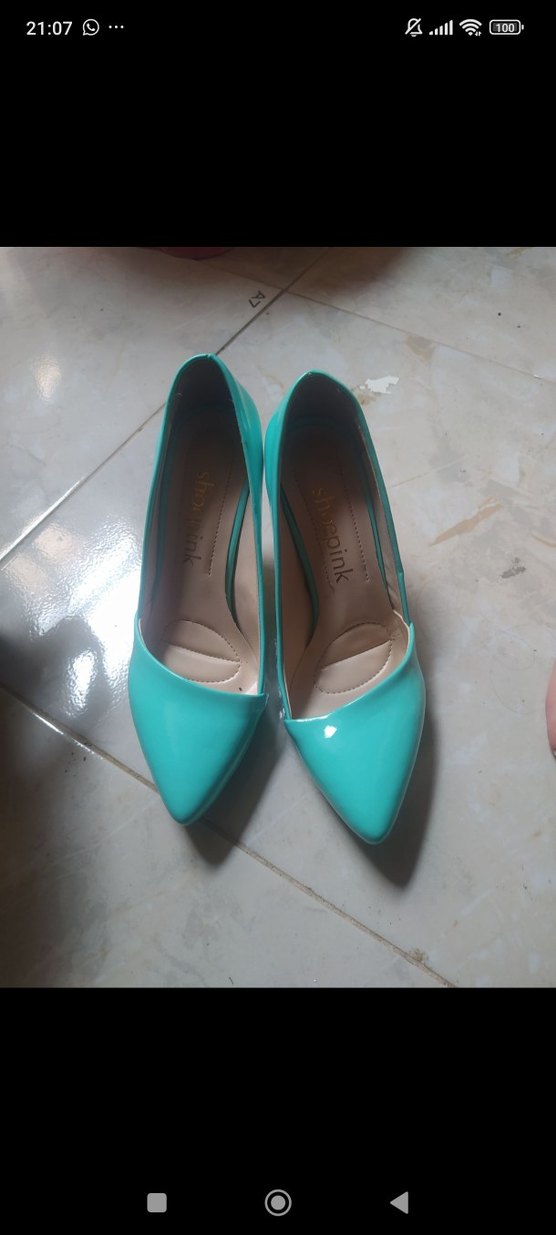 Turkuaz Stiletto Topuklu Kadın Ayakkabı - Görsel 2