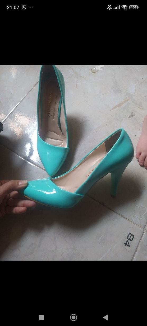 Turkuaz Stiletto Topuklu Kadın Ayakkabı - Görsel 4