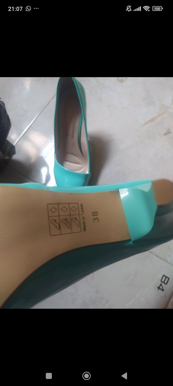 Turkuaz Stiletto Topuklu Kadın Ayakkabı - Görsel 3