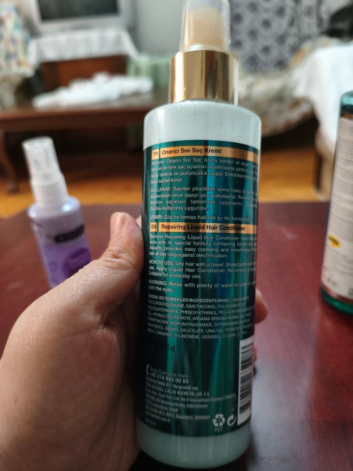 Restorex Keratin & Argan Onarıcı Sıvı Saç Kremi 200 ml - Görsel 3