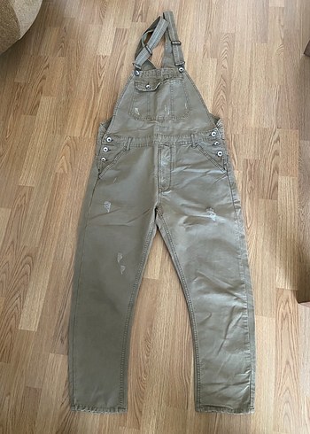 Zara Bahcivan Haki Denim Salopet Rahat Ve Sik
