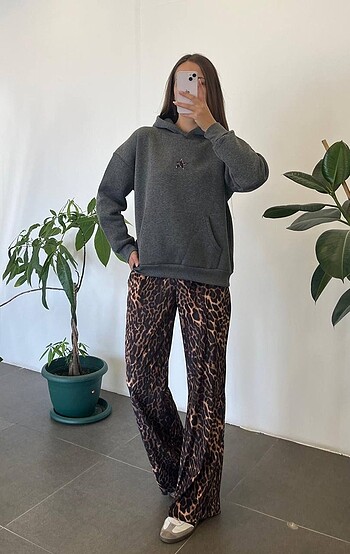 Zara LEOPAR YILDIZ SWEATSHIRT