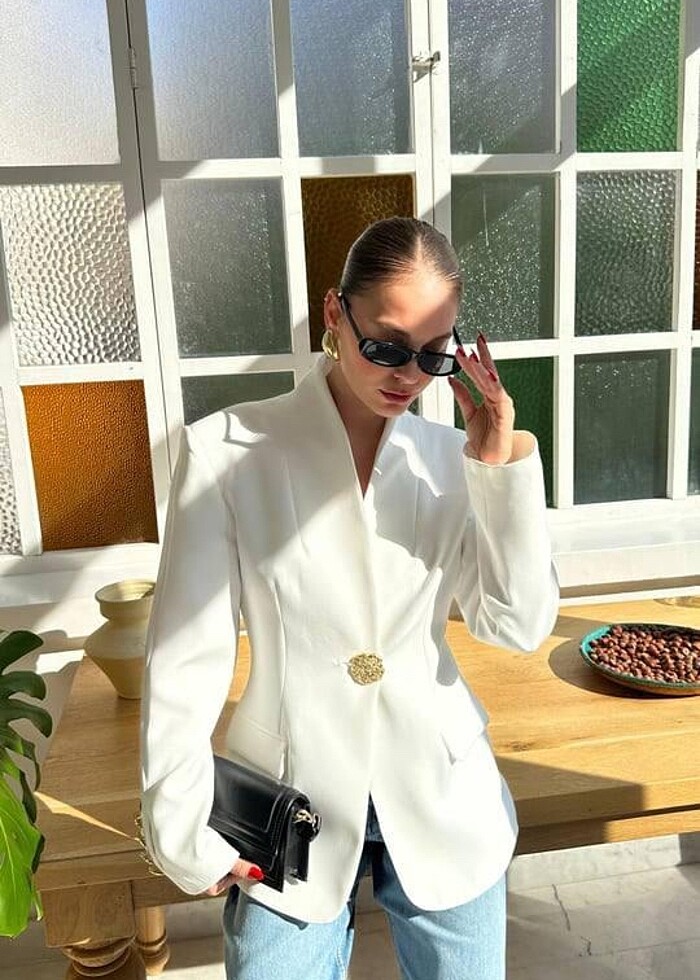 GOLD DÜĞMELİ BLAZER CEKET - Görsel 2