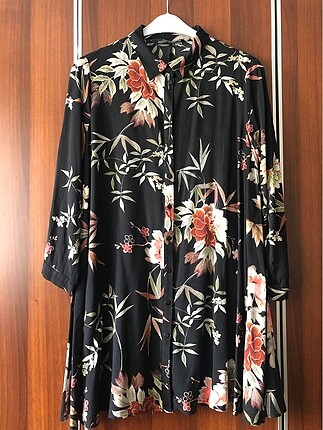 Zara Çiçekli Gömlek Tunik Elbise