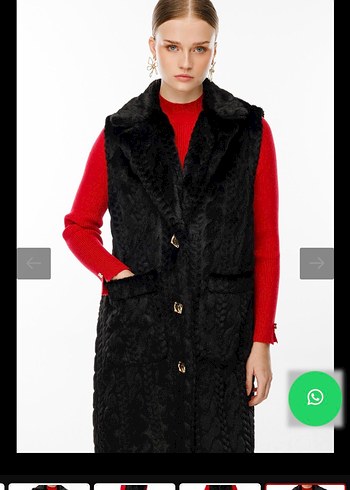 Ghisa Siyah Uzun Kürklü Kadın Yelek - Görsel 3