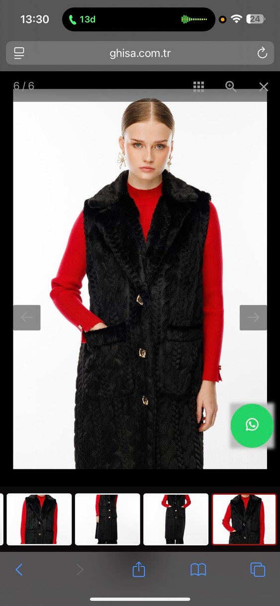 Ghisa Siyah Uzun Kürklü Kadın Yelek - Görsel 3