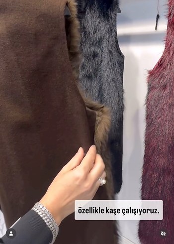 Kürk Detaylı Uzun Kahverengi Kadın Yelek - Görsel 4