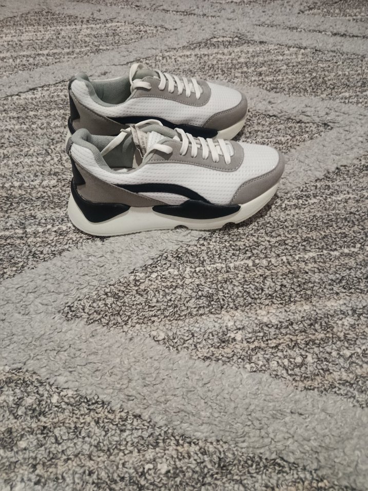 Gri Elastik Spor Kadın Sneakers - Görsel 3