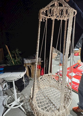 Beden Beyaz Makrome Asılı örme salıncak