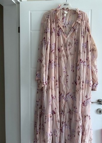 Bej Çiçek Desenli Uzun Bohem Elbise H&M