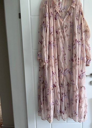 l Beden Bej Çiçek Desenli Uzun Bohem Elbise H&M
