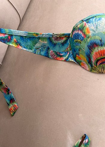 Renkli Bağcıklı Bohem Bikini Takımı - Görsel 5