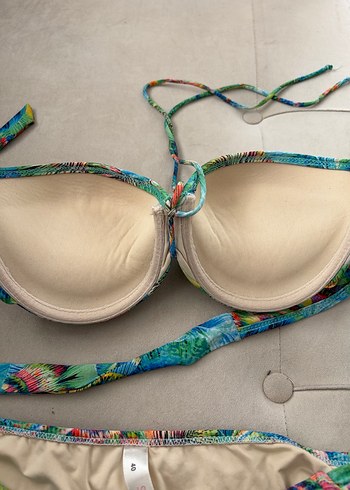 Renkli Bağcıklı Bohem Bikini Takımı - Görsel 3