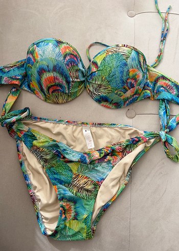 Renkli Bağcıklı Bohem Bikini Takımı - Görsel 4