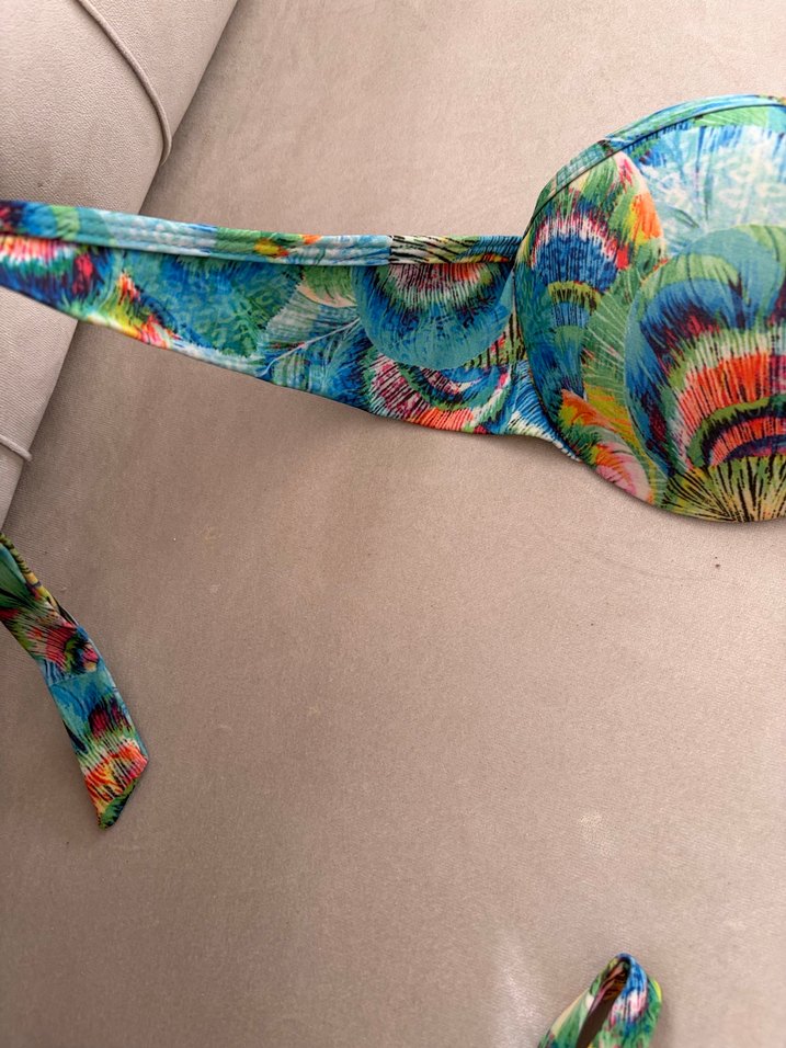 Renkli Bağcıklı Bohem Bikini Takımı - Görsel 5