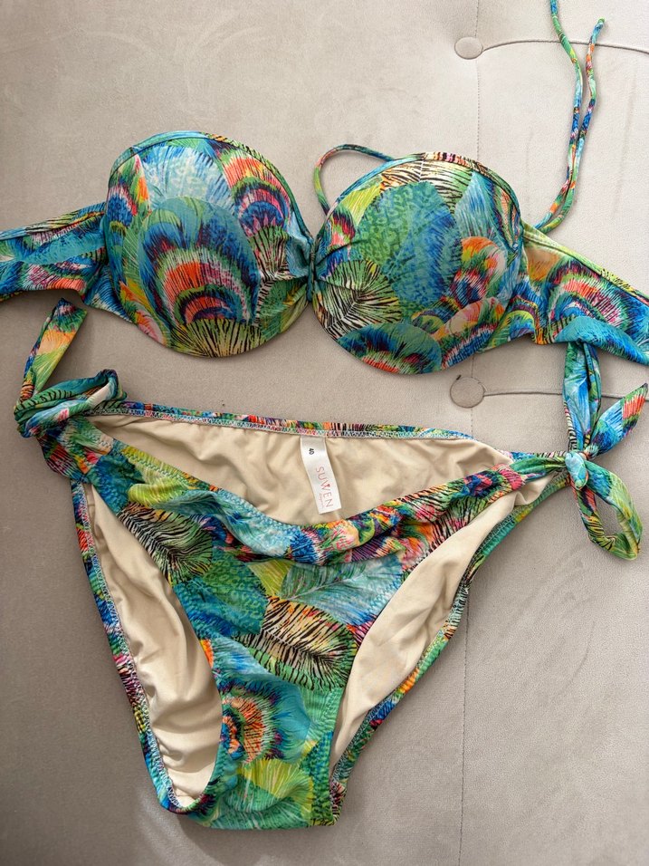 Renkli Bağcıklı Bohem Bikini Takımı - Görsel 4