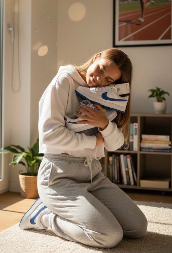 Mavi Detaylı Beyaz Bağcıklı Kadın Spor Ayakkabı - Görsel 2