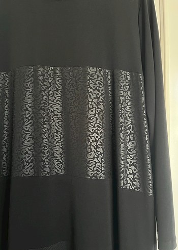 Siyah, Uzun Kollu, Jarse Kumaş Kadın Elbise - Görsel 3