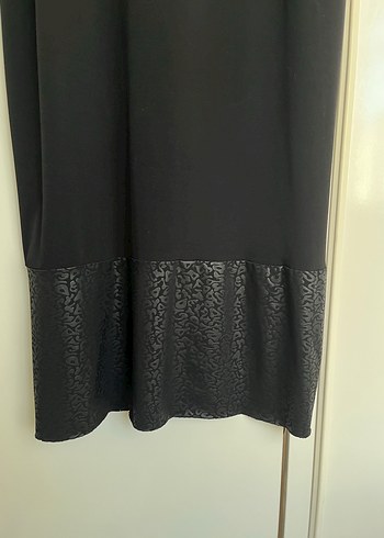 Siyah, Uzun Kollu, Jarse Kumaş Kadın Elbise - Görsel 5