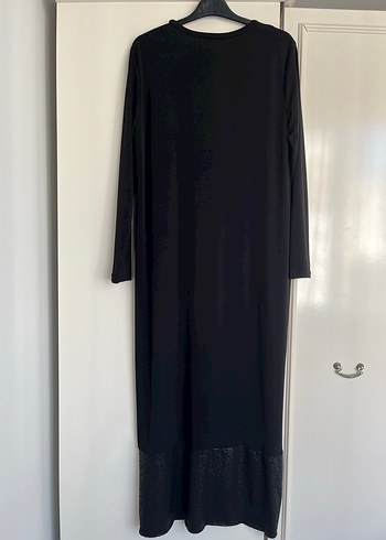 Siyah, Uzun Kollu, Jarse Kumaş Kadın Elbise - Görsel 2