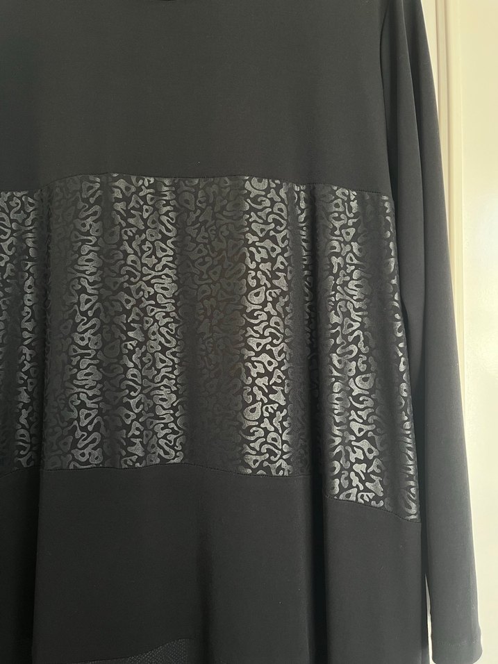 Siyah, Uzun Kollu, Jarse Kumaş Kadın Elbise - Görsel 3